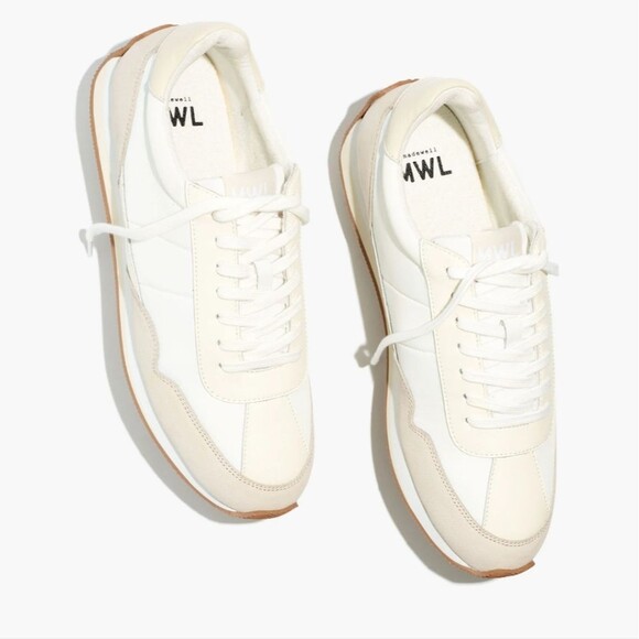 Madewell League Leather & Nylon Sneakers Color Cloud linen multi Size 7.5 - Picture 1 of 15